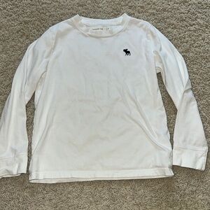 Abercrombie Boys Long Sleeve Logo White T-Shirt - Size 7/8